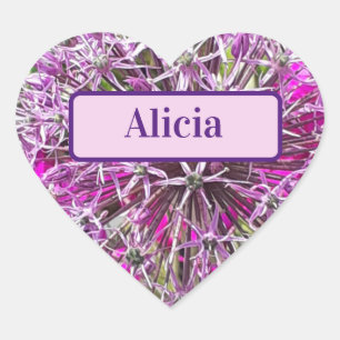 Allium & Zomerbloemen gepersonaliseerd Hart Sticker