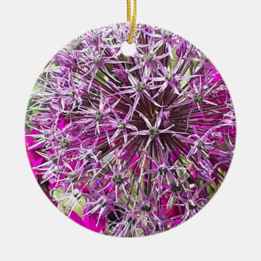 Allium & Zomerbloemen Keramisch Ornament (Voorkant)