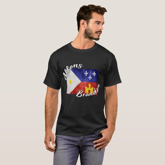 Allons Brandon Louisiana Acadiana Vlag-Amerikaan T-shirt (Voorkant volledig)