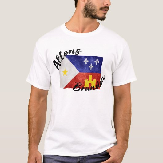 Allons Brandon Louisiana Acadiana Vlag Amerikaanse T-shirt (Voorkant)