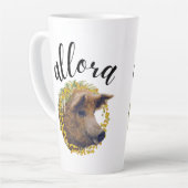Allora (met een wollig varken & mimosa bloemenkran latte mok (Linkerhoek)