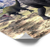 Allosaurus die brachiosaurus dinosaur aanvalt poster (Hoek)