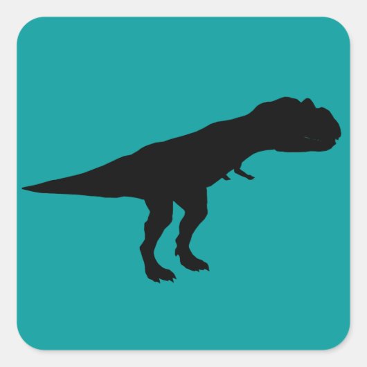 Allosaurus Dino Dinosaur Silhouette Vierkante Sticker (Voorkant)