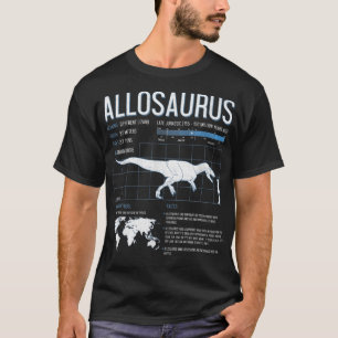Allosaurus Dinosaur Facts T Shirt Mannen Womens Ki