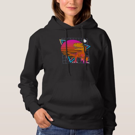 Allosaurus Dinosaur Retro 80s Style Vintage Hoodie (Voorkant)