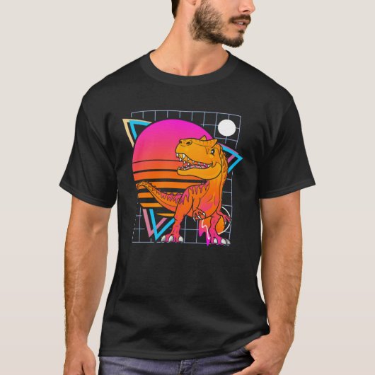 Allosaurus Dinosaur Retro 80s Style Vintage T-shirt (Voorkant)
