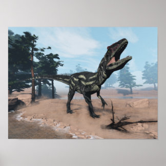 Allosaurus dinosaur roaring - 3D rendering Poster