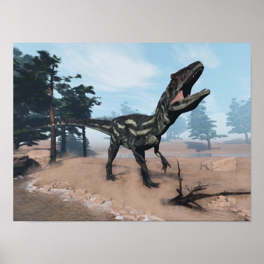 Allosaurus dinosaur roaring - 3D rendering Poster (Voorkant)