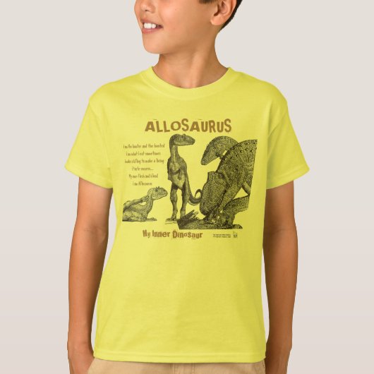 Allosaurus My Inner Dinosaur Kinder Shirt Greg Pau (Voorkant)