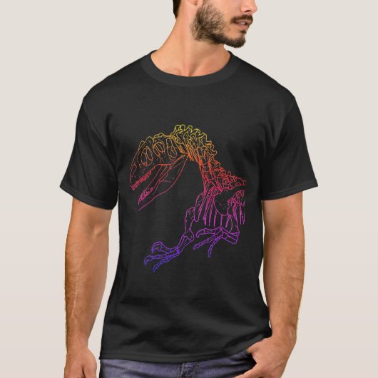 Allosaurus Skeleton Rainbow T-shirt (Voorkant)