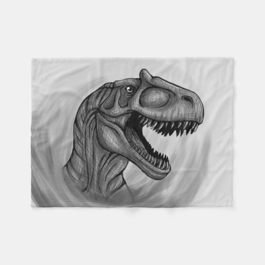 Allosaurus Sketch Fleece Deken (Voorkant (Horizontaal))