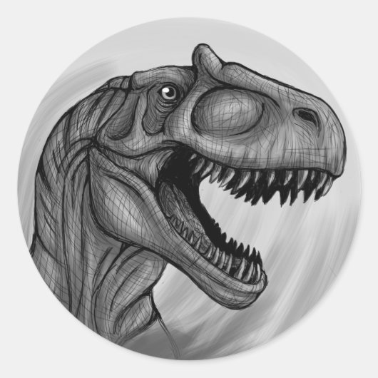 Allosaurus Sketch Ronde Sticker (Voorkant)