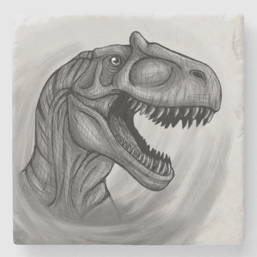 Allosaurus Sketch Stenen Onderzetter (Voorkant)