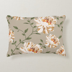 allover brown flower Patroon op blauwe achtergrond Accent Kussen