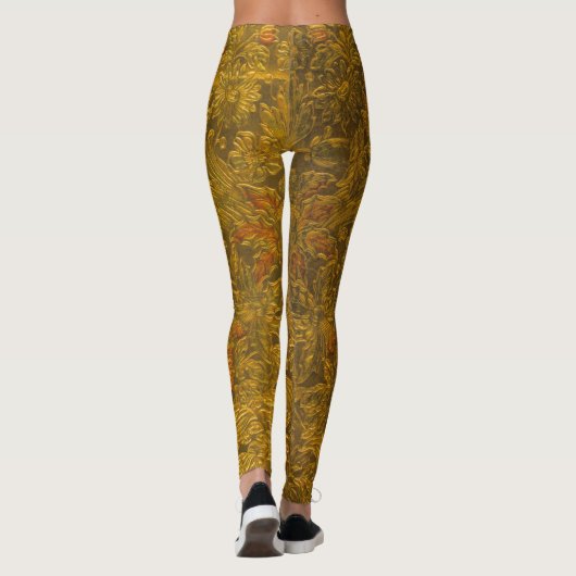  allover in reliëf gemaakt bloemmotief leggings (Achterkant)