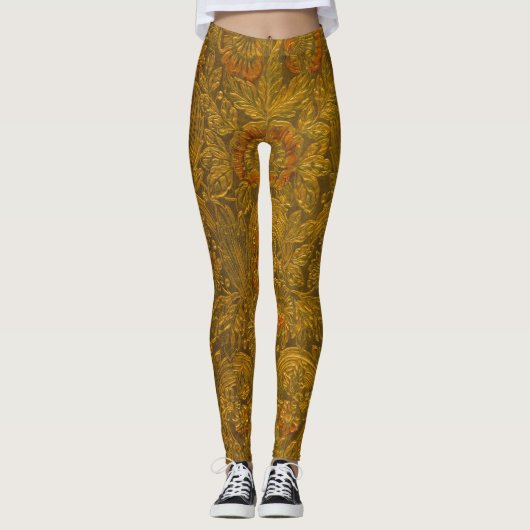  allover in reliëf gemaakt bloemmotief leggings (Voorkant)