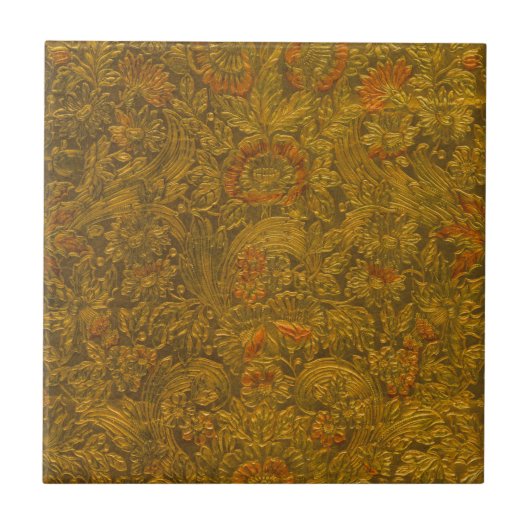  allover in reliëf gemaakt bloemmotief tegeltje (Voorkant)