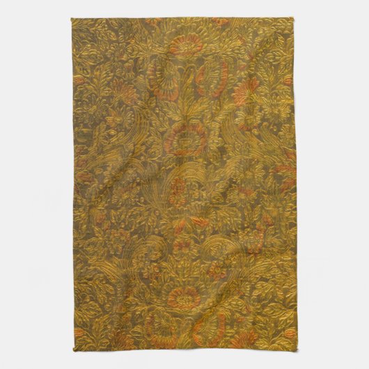  allover in reliëf gemaakt bloemmotief theedoek (Verticaal)