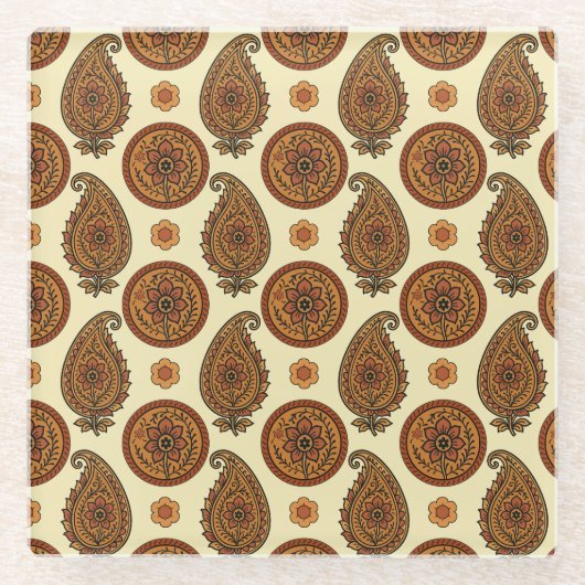 Allover Paisley-ontwerp Glazen Onderzetter (Voorkant)