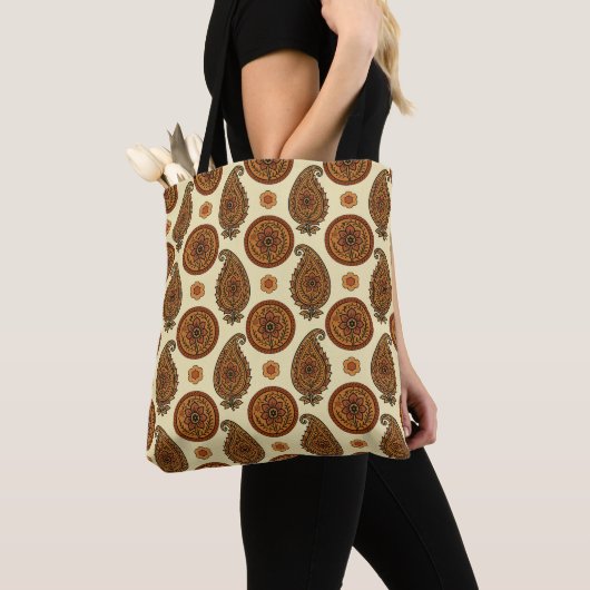 Allover Paisley-ontwerp Tote Bag (Dichtbij)