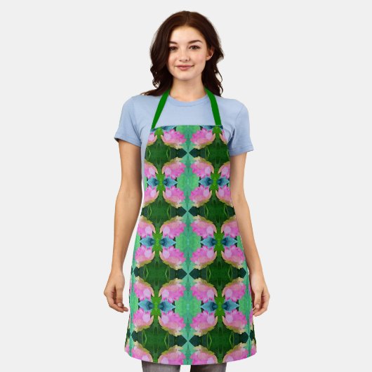Allover Print Schort Roze Lotus Abstract (Gedragen)