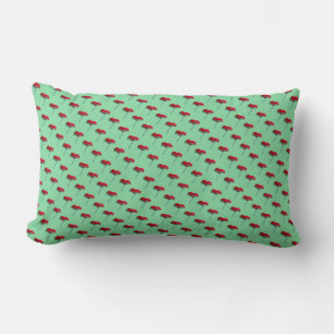 Allover small poppy print groen rood kussen