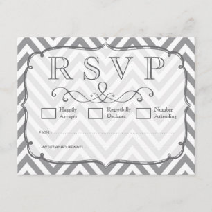 Alloy Gray & White Chevron Wedding RSVP-kaarten RSVP Kaartje