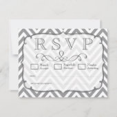 Alloy Gray & White Chevron Wedding RSVP-kaarten RSVP Kaartje (Voorkant)