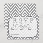 Alloy Gray & White Chevron Wedding RSVP-kaarten RSVP Kaartje (Voorkant / Achterkant)