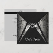 Allround Zwarte Damast Feest Template Kaart (Voorkant / Achterkant)