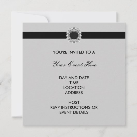 Allround Zwarte Damast Partij Template Kaart (Achterkant)