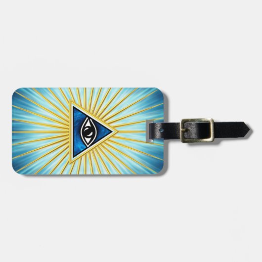 Allsehendes Auge Gottes, Pyramide, Freimaurer Bagagelabel (Voorkant horizontaal)