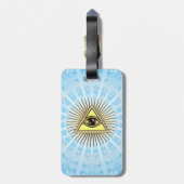 Allsehendes Auge Gottes, Pyramide, Freimaurer Bagagelabel (Achterkant verticaal)