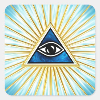 Allsehendes Auge Gottes, Pyramide, Freimaurer Vierkante Sticker