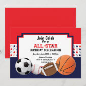 Allstar Birthday Party - Sport Kaart (Voorkant / Achterkant)