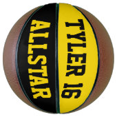 Allstar Black en Dayglow Yellow Basketbal (Verticaal)