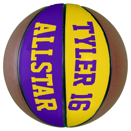 Allstar Dark Paars en Geel Mini Basketbal (Verticaal)