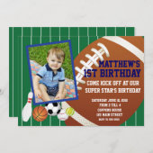 Allstar Football Birthday Uitnodiging (Voorkant / Achterkant)