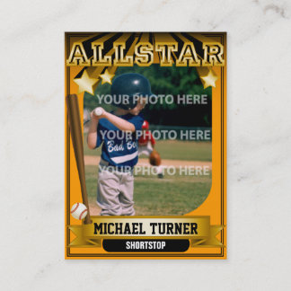 ALLSTAR Oranje aangepaste Baseball Card Visitekaartje