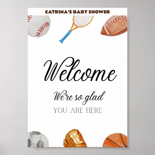 Allstar Sport Baby shower teken 5x7 Poster (Voorkant)