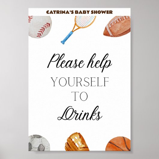 Allstar Sport Baby shower teken 5x7 Poster (Voorkant)