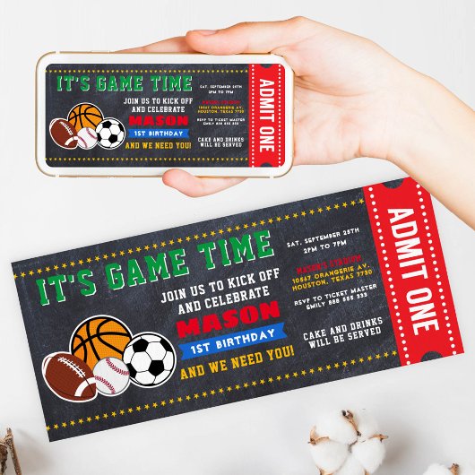 Allstar Sport Ticket Birthday Uitnodiging