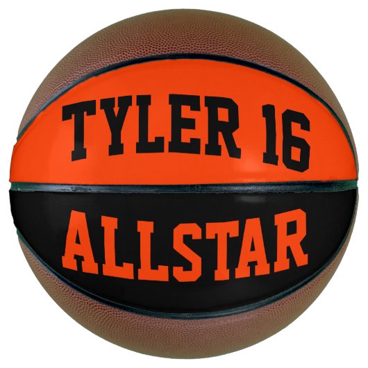Allstar Zwart en Sinaasappel Personaliseren Basketbal (Voorkant)