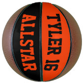Allstar Zwart en Sinaasappel Personaliseren Basketbal (Verticaal)