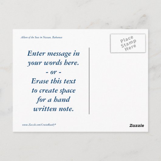 Allure in Nassau Briefkaart (Achterkant)