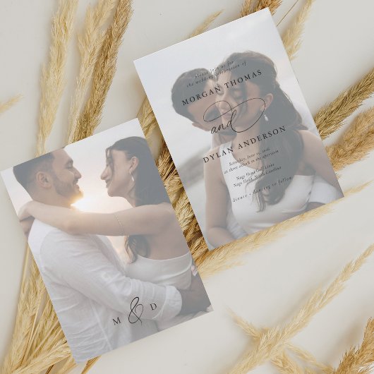 Allure Kalligrafie Fotobruiloft Kaart