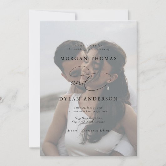 Allure Kalligrafie Fotobruiloft Kaart (Voorkant)