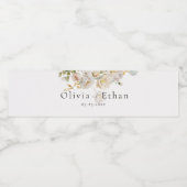 Allure - Witte Rozen & Baby's Breath Bruiloft Waterfles Etiket (Enkel label)