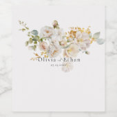 Allure - Witte Rozen & Baby's Breath Bruiloft Wijn Etiket (Enkel label)