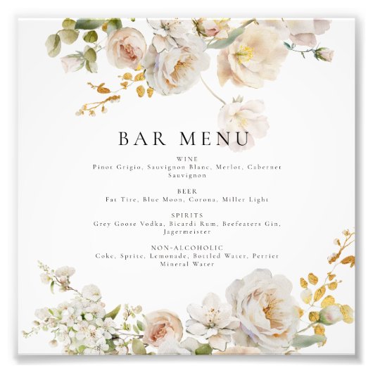 Allure - Witte Rozen & Baby's Breath Foto Afdruk (Voorkant)